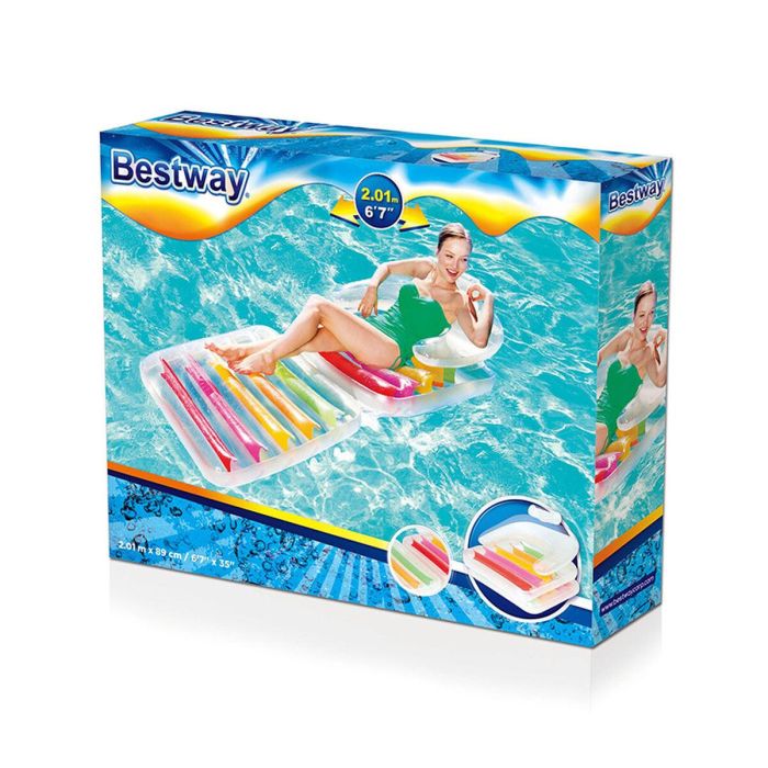 Bestway Sillon Hinchable Plegable Arcoirirs 201x89 cm Playa y Piscina 43023 7