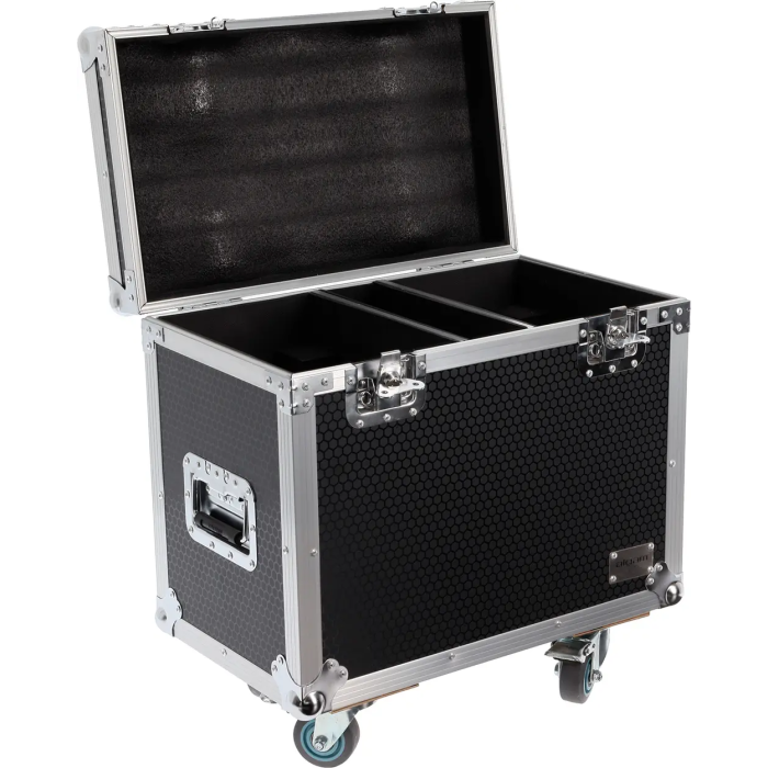 Algamlight Flight Case con Ruedas para 2x MS150 - Madera y Espuma, Ruedas con Freno, Cierres Mariposa 2