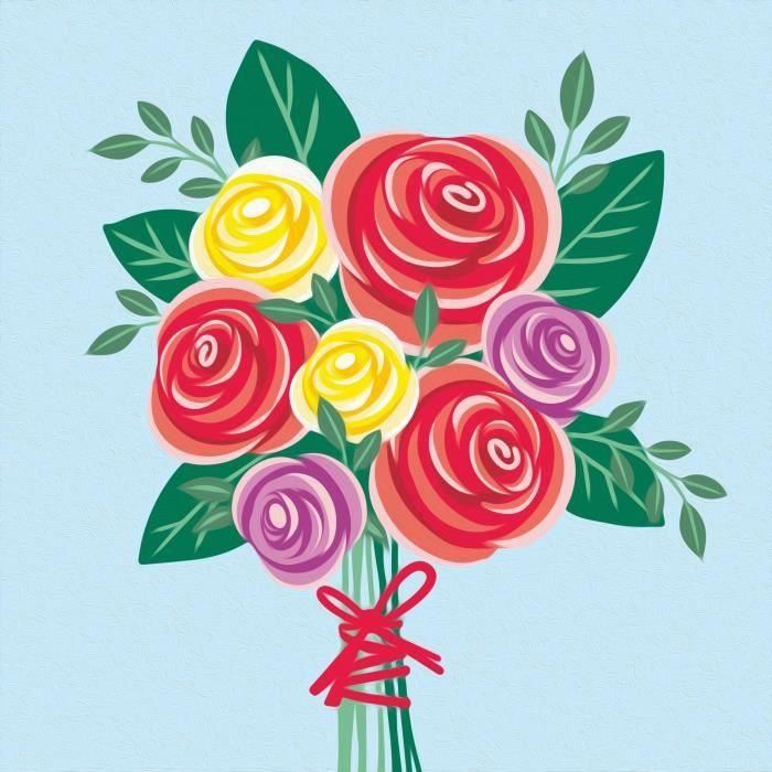 CreArt 20x20 cm Ramo de rosas, Ocio creativo, Adulto, Pintar por números, 25520, Ravensburger 2