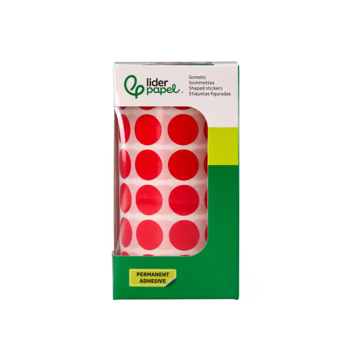 Liderpapel Gomets Circulares Autoadhesivos 15 mm Rojo Rollo de 2500 Unidades en Caja 3