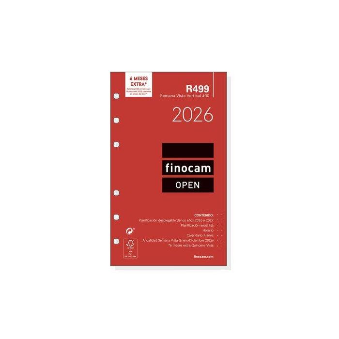 Recambio Agenda Anual (2026) Finocam R499 Open 400 91X152 Anualidad S/V