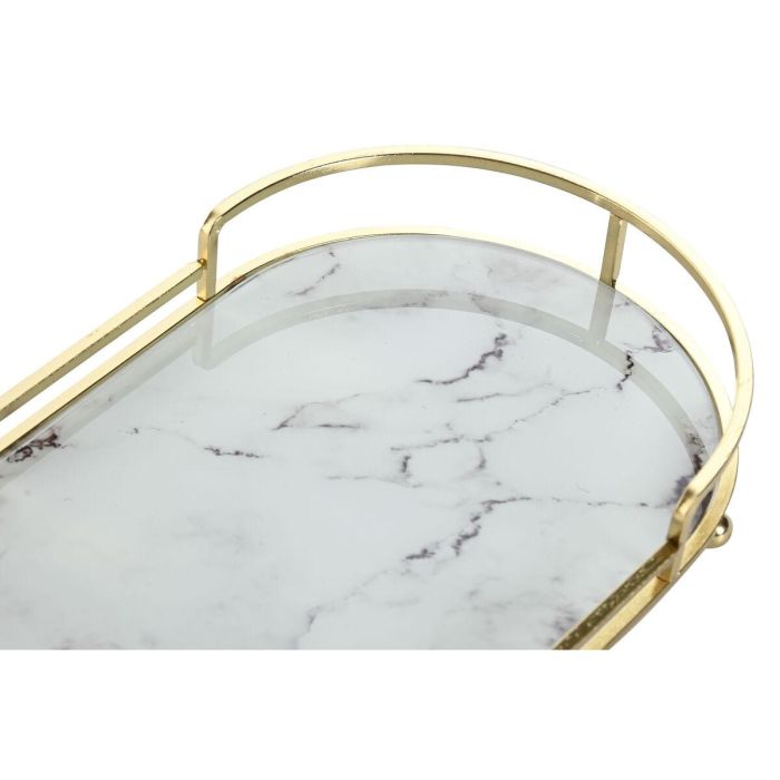 Bandeja Decoracion Moderno DKD Home Decor Dorado Blanco 17 x 5 x 31 cm Set de 2 2 Bandeja Decoracion Moderno DKD Home Decor Dorado Blanco 17 x 5 x 31 cm Set de 2 2