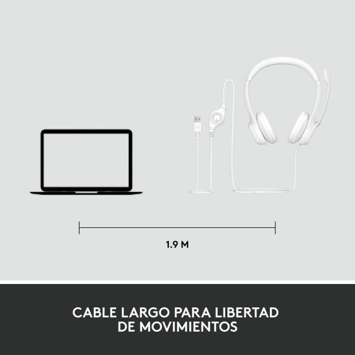 Logitech H390 Auriculares USB-A con Microfono con Cancelacion de Ruido y Almohadillas de Piel Sintetica para Ordenador, Reuniones, Musica, 1.9 m