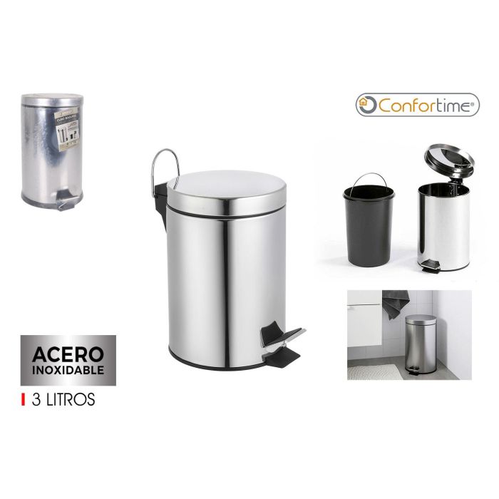 Cubo de basura con pedal de metal, 3 litros - Confortime (6 Unidades) Cubo de basura con pedal de metal, 3 litros - Confortime (6 Unidades)