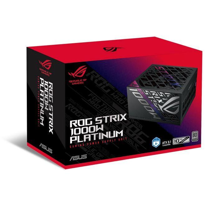 Asus ROG Strix 1000W Platinum, Fuente de Alimentación ATX 3.1, PCIe 5.0, 80 PLUS Platinum, GaN, 0dB, 10 Años Garantía