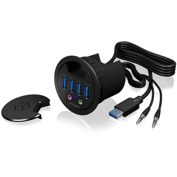 HUB Tisch-Hub 4x USB 3.0 Type-A mit Audio Ein-/Ausgang ICY BOX 3