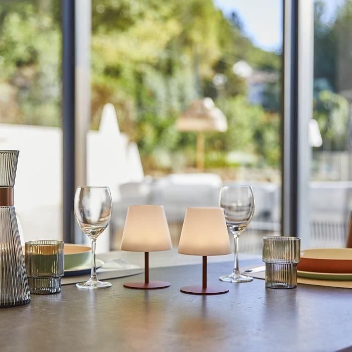 Lumisky LUM3666162006969 Juego de 2 lámparas de mesa inalámbricas TWINS Terracota H16 cm LED 1