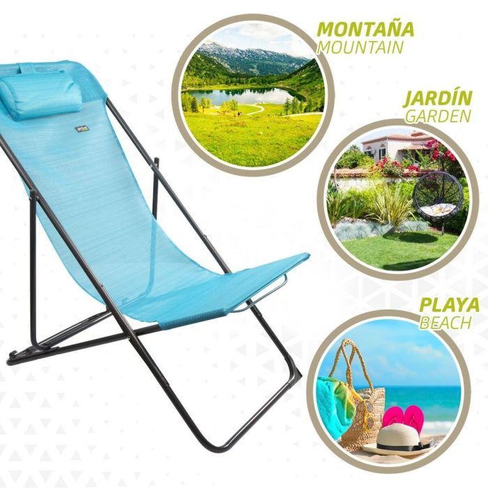 Tumbona reclinable Aktive Azul 53 x 87 x 78 cm (4 Unidades) 2 Tumbona reclinable Aktive Azul 53 x 87 x 78 cm (4 Unidades) 2