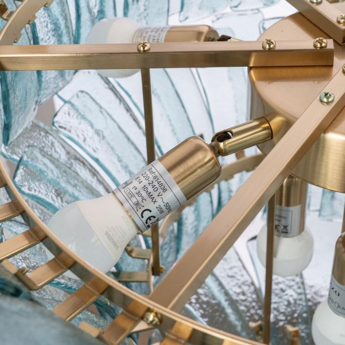 Lámpara Techo Verde Cristal Iluminación 70 X 70 X 56 cm