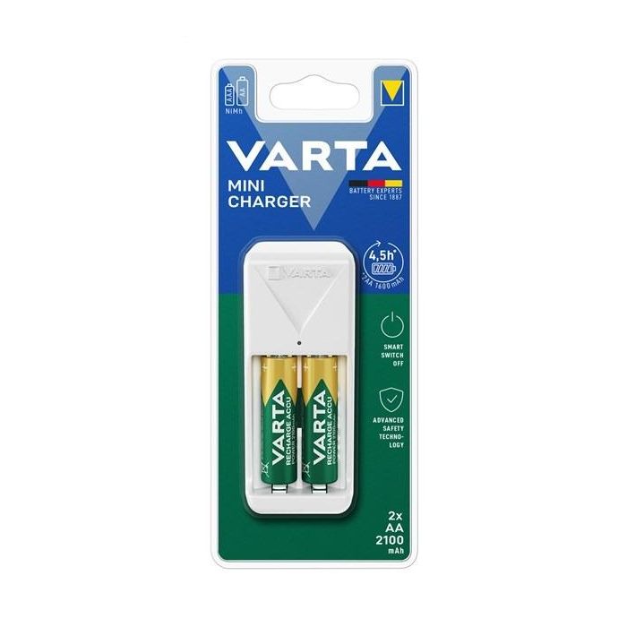 Varta Cargador de Pilas 2 AA/AAA Mini y 2xAA 2100 mAh con Protección y LED Blanco 6 Varta Cargador de Pilas 2 AA/AAA Mini y 2xAA 2100 mAh con Protección y LED Blanco 6