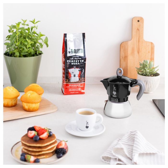 Bialetti MOKA 2TZ Induction Cafetera Italiana Negra para 2 Tazas Aluminio Inducción