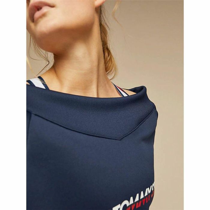 Sudadera sin Capucha Mujer Tommy Hilfiger Crop V Neck Azul oscuro 1 Sudadera sin Capucha Mujer Tommy Hilfiger Crop V Neck Azul oscuro 1