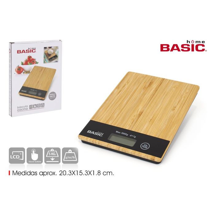 Báscula de cocina digital cuadrada en bambú Basic Home (8 Unidades) Báscula de cocina digital cuadrada en bambú Basic Home (8 Unidades)