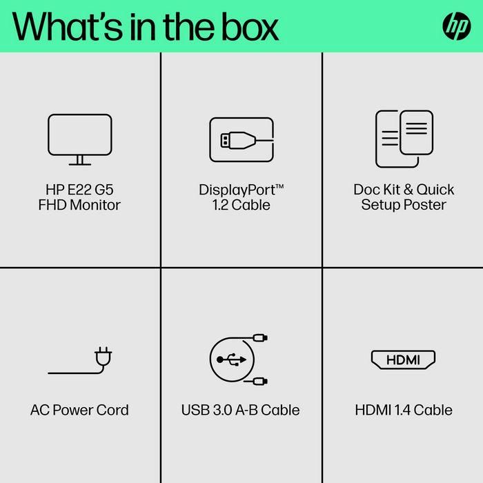 HP E22 G5 Monitor FHD de 22 pulgadas, pantalla Full HD con imágenes nítidas, ergonomía y flexibilidad para oficina y hogar 3