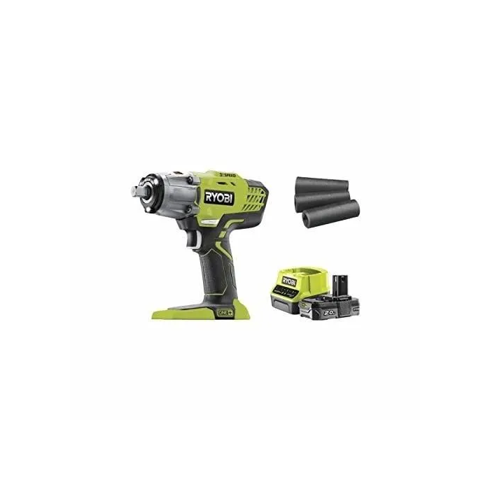 Ryobi Destornillador de 18V con Batería 2.0 Ah, Cargador Rápido y 3 Enchufes 4 Ryobi Destornillador de 18V con Batería 2.0 Ah, Cargador Rápido y 3 Enchufes 4