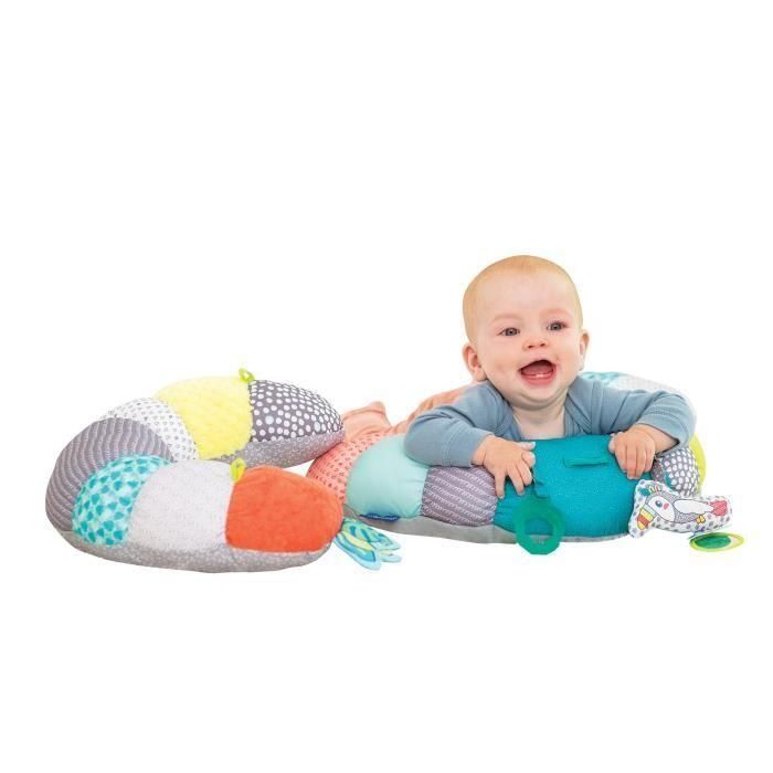 Infantino Cojín de actividad Tummy Time 2 en 1 para bebés de 0 a 18 meses, desarrollo muscular, Gris y Multicolor 3