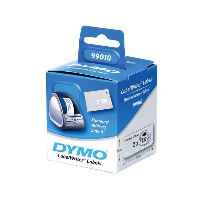 Dymo Etiquetas De Transferencia Termica Label Writer 99010, Negro Sobre Blanco 28x89 mm A X L. 2 Rollos 130 Unidades 1