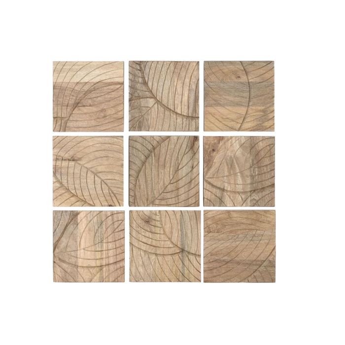 DKD Home Decor Decoración Pared Moderna, Natural con Hojas, Set de 9 piezas, de MDF y Madera de Mango, 90x90 cm 0 DKD Home Decor Decoración Pared Moderna, Natural con Hojas, Set de 9 piezas, de MDF y Madera de Mango, 90x90 cm 0