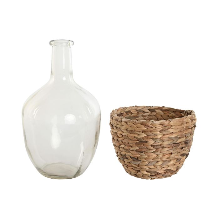 DKD Home Decor Jarrón Básico Natural 19 x 30.5 x 19 cm (4 Unidades) Cristal y Fibra 3