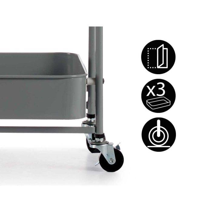 Carrito Verdulero Kinvara Gris Acero Plástico 29,5 x 78,5 x 45,5 cm 2 Carrito Verdulero Kinvara Gris Acero Plástico 29,5 x 78,5 x 45,5 cm 2