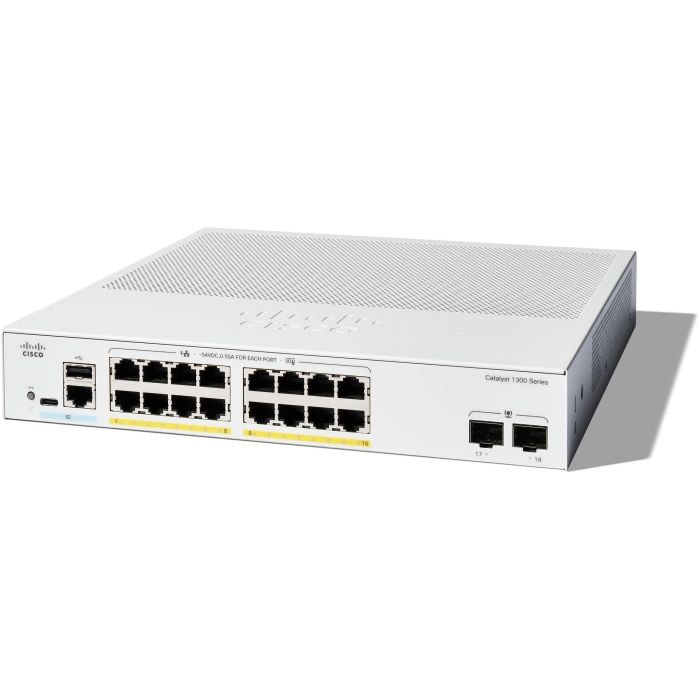 Cisco C1300-16P-2G Switch Gestionado L2/L3 Catalyst 1300 con 16 Puertos Gigabit Ethernet PoE y 2 Puertos SFP