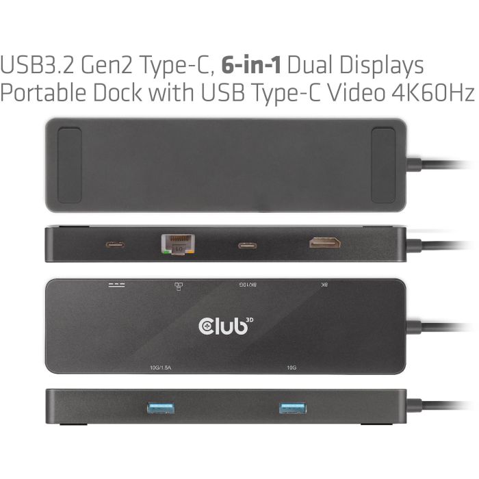 Club3D USB-C 6in1-HUB >HDMI/2xUSB-C/2xUSB/LAN 8K30Hz PD100W 4 Club3D USB-C 6in1-HUB >HDMI/2xUSB-C/2xUSB/LAN 8K30Hz PD100W 4
