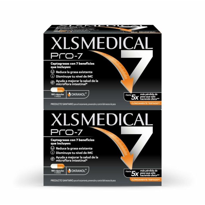 XLS MEDICAL PRO-7 Captagrasas con Okranol®: Suplemento para Pérdida de Peso, Reducción de Grasa Corporal y Control del Apetito, 360 Cápsulas