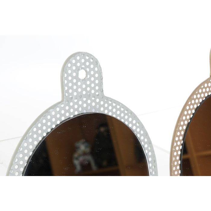 Espejo de pared DKD Home Decor Blanco Rosa 22 x 1,5 x 40 cm (2 Unidades) 1 Espejo de pared DKD Home Decor Blanco Rosa 22 x 1,5 x 40 cm (2 Unidades) 1