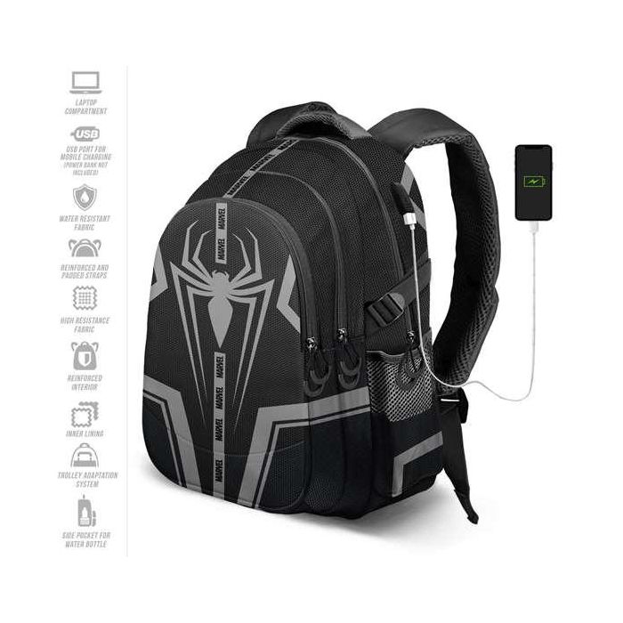 Karactermania Mochila Spiderman Run. Plus Fan Town 44x34x21 cm con 3 Compartimentos y Puerto USB 7