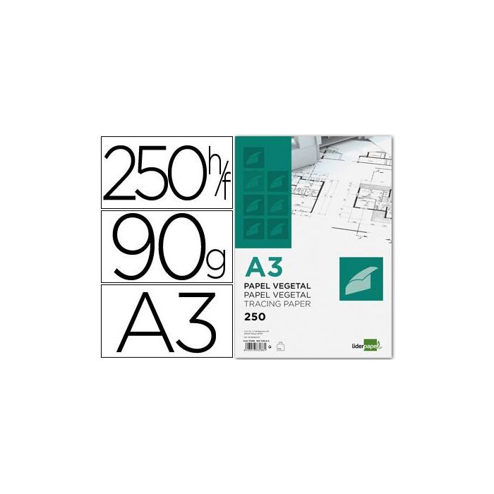 Papel Dibujo Liderpapel 297x420 mm 90 gr-M2 Vegetal 250 unidades