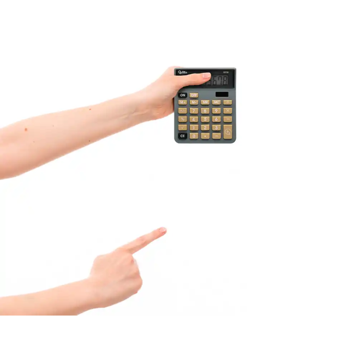 Liderpapel xf18 Calculadora de sobremesa, 8 dígitos, solar y pilas, gris, 127x105x24 mm 5