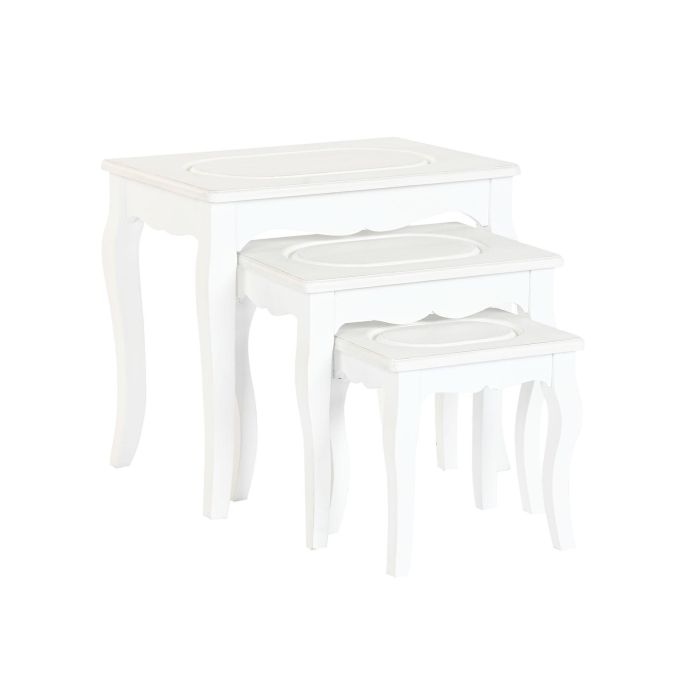 DKD Home Decor Mesita Auxiliar Romantico Gris Claro Blanco Madera MDF Set 3 Piezas 35 x 47 x 53 cm 3