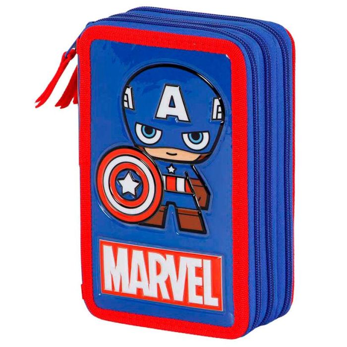 KARACTERMANIA Plumier Capitán América Marvel Estuche Escolar Completo con 18 Lápices de Colores y 18 Rotuladores 21x14x7cm 6 KARACTERMANIA Plumier Capitán América Marvel Estuche Escolar Completo con 18 Lápices de Colores y 18 Rotuladores 21x14x7cm 6