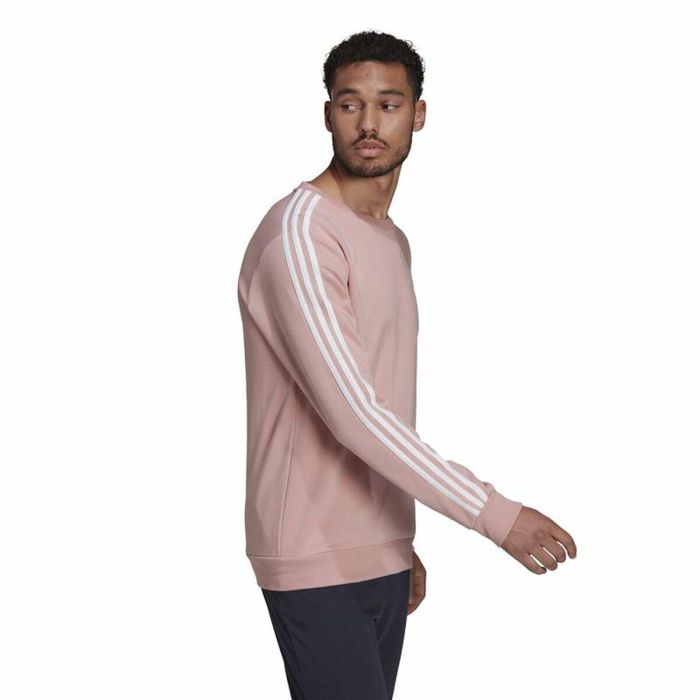Sudadera sin Capucha Hombre Adidas Essentials French Terry 3 Stripes Rosa 2 Sudadera sin Capucha Hombre Adidas Essentials French Terry 3 Stripes Rosa 2