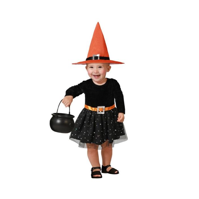 Disfraz Bruja Bebé Naranja Niña Con Sombrero 12-24 Meses 2 Disfraz Bruja Bebé Naranja Niña Con Sombrero 12-24 Meses 2