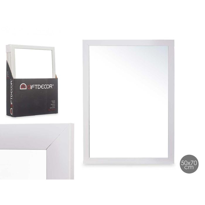Espejo Blanco Giftdecor 50x70 cm - Cristal con gancho horizontal y vertical (8 Unidades) Espejo Blanco Giftdecor 50x70 cm - Cristal con gancho horizontal y vertical (8 Unidades)