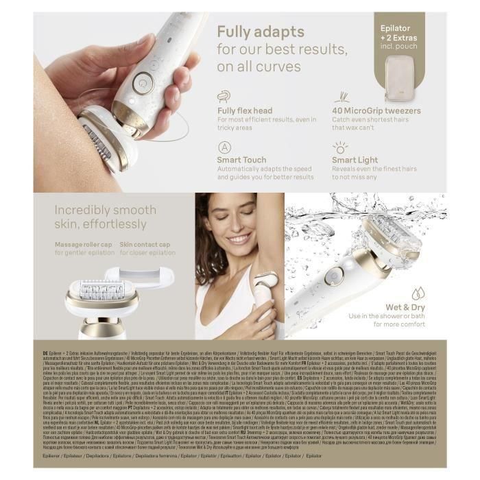 Depiladora - BRAUN - Silk Epil 9-011 3D - Cabezal flexible - Tecnología Wet & Dry - 40 pinzas MicroGrip 3 Depiladora - BRAUN - Silk Epil 9-011 3D - Cabezal flexible - Tecnología Wet & Dry - 40 pinzas MicroGrip 3