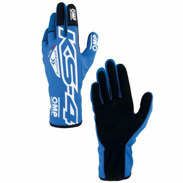 Omp OMPKB0-2750-A01-043-XL Guantes Karting Ks-4 Mejorado Azul Blanco Talla XL Piel de Ante Protección 4