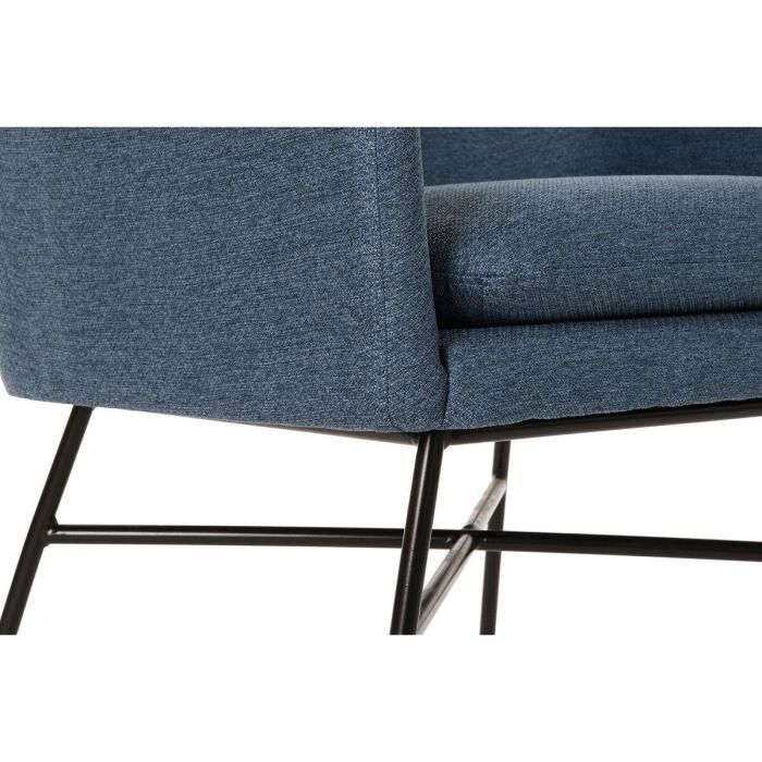 DKD Home Decor Sillon Scandi Azul Negro Poliéster Metal Desmontable. Medidas: 62x66x75 cm, Altura Asiento 47 cm. 4 DKD Home Decor Sillon Scandi Azul Negro Poliéster Metal Desmontable. Medidas: 62x66x75 cm, Altura Asiento 47 cm. 4