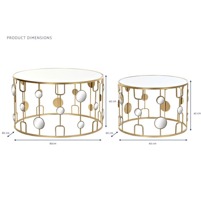 Mesita Auxiliar Glam DKD Home Decor Dorado 80 x 45 x 80 cm Set de 2 3 Mesita Auxiliar Glam DKD Home Decor Dorado 80 x 45 x 80 cm Set de 2 3