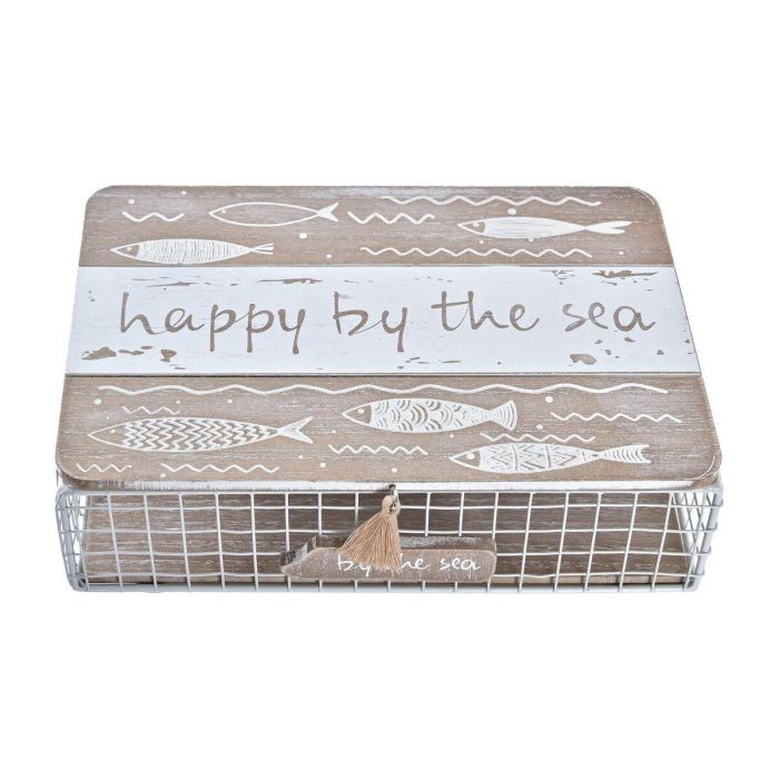 Caja Mediterraneo DKD Home Decor Marron Blanco 16 x 6 x 24 cm