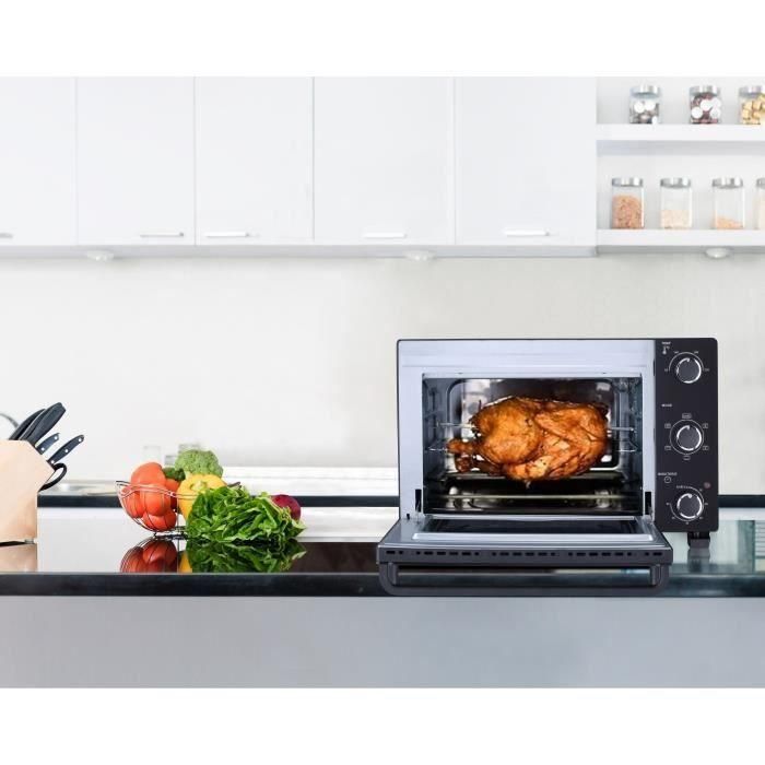 CONTINENTAL EDISON CEMF28B2 - Mini horno eléctrico 28L negro - 1500W - Asador, Circulación natural 5