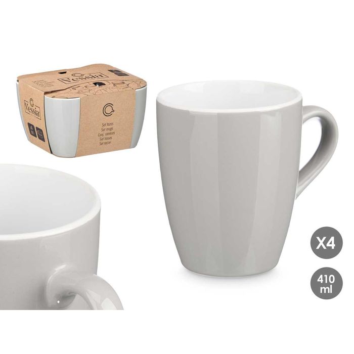 Set 4 Tazas Gris 410Ml Vessia 20X7CM (6 Unidades) Set 4 Tazas Gris 410Ml Vessia 20X7CM (6 Unidades)