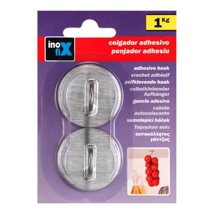 Inofix Colgador adhesivo de acero inoxidable 2176-1-000, gancho multiusos para tazas y utensilios de cocina (blister 2 unid.) 1 Inofix Colgador adhesivo de acero inoxidable 2176-1-000, gancho multiusos para tazas y utensilios de cocina (blister 2 unid.) 1