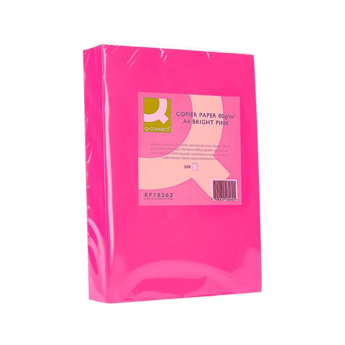 Papel Color Q-Connect Din A4 80 gr Rosa Intenso Paquete De 500 Hojas 2