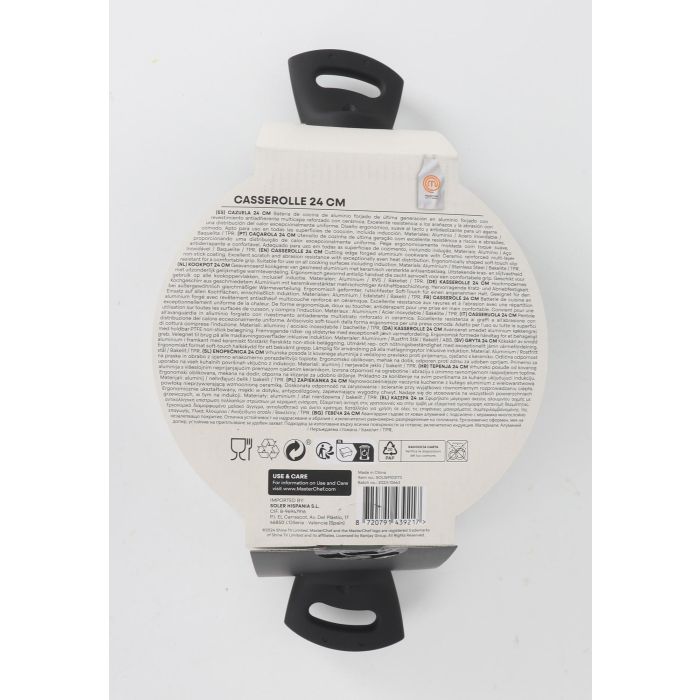 Cacerola con tapa de vidrio 24 cm aluminio forjado 2.8 mm (4 Unidades) 6 Cacerola con tapa de vidrio 24 cm aluminio forjado 2.8 mm (4 Unidades) 6