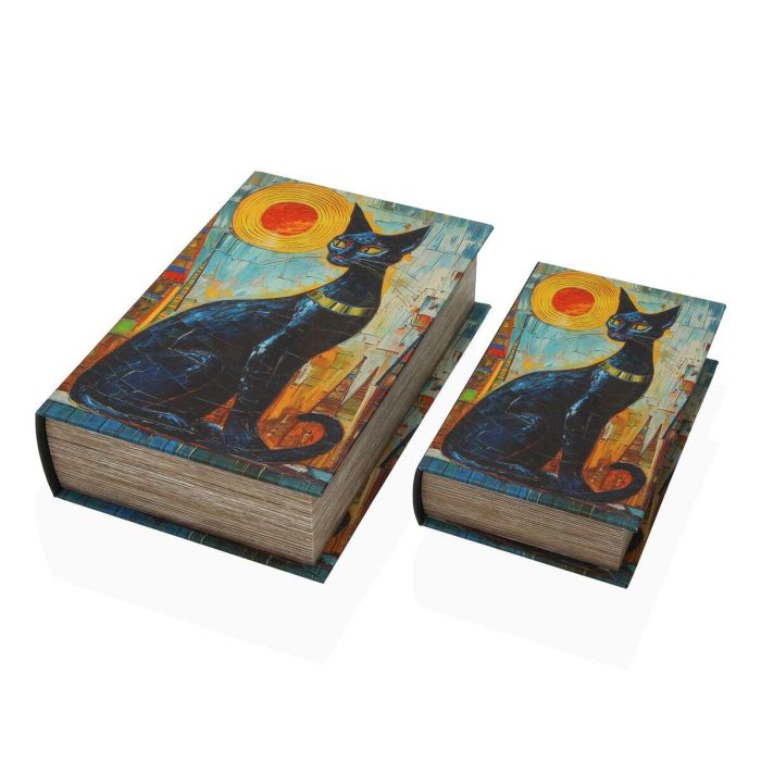Caja Decorativa Versa Lienzo Madera MDF Libro Gato 1 Caja Decorativa Versa Lienzo Madera MDF Libro Gato 1