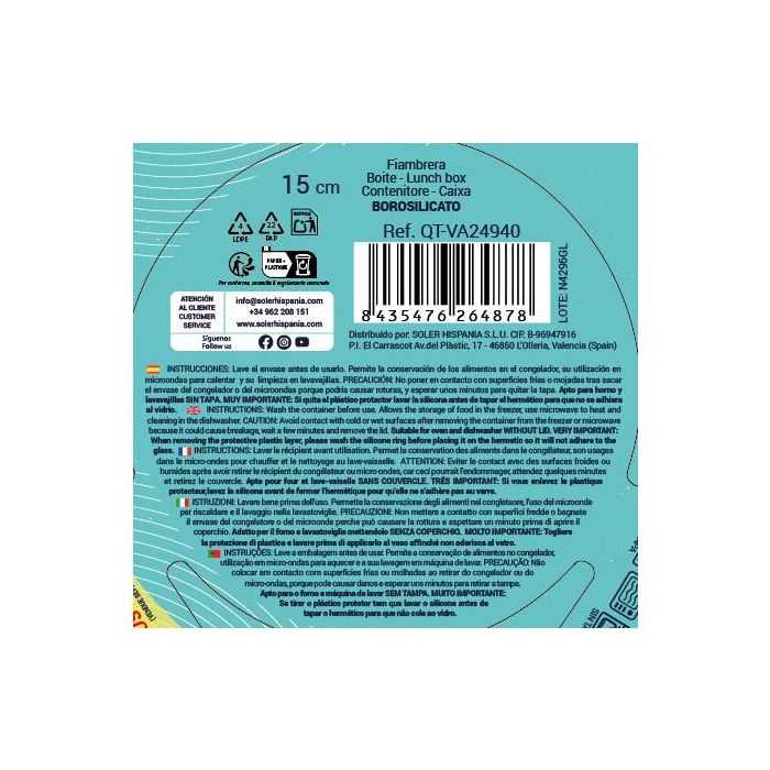 Quttin Fiambrera Redonda con Tapa, 400 cc, Ø15x6.2 cm (12 Unidades) 7