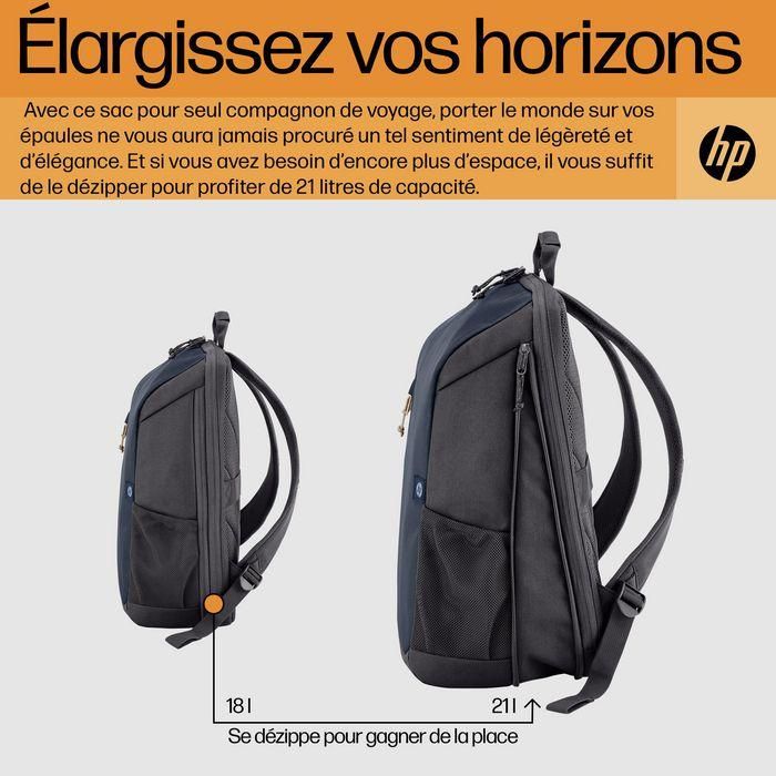 HP Mochila de Viaje para Portátil 15.6 pulgadas 18 Litros, Color Azul Noche. Diseño Espacioso y Elegante, Ideal para Viajes 11