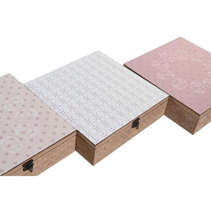 DKD Home Decor Caja Organizadora de Infusiones Estilo Scandi Rosa Blanco de MDF y Cristal 24x24x7 cm Colección Pixel Love (3 Unidades) 1 DKD Home Decor Caja Organizadora de Infusiones Estilo Scandi Rosa Blanco de MDF y Cristal 24x24x7 cm Colección Pixel Love (3 Unidades) 1